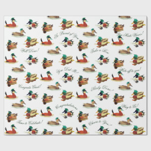Graduation Wrapping Paper Ducks in Caps