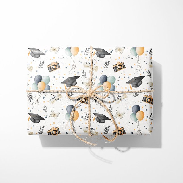Graduation Wrapping Paper Neutral Balloon Diploma (Creator Uploaded)