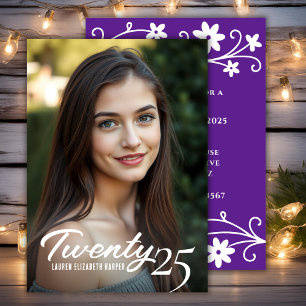 Graduation Year And Photo Purple Graduation Party Invitation
