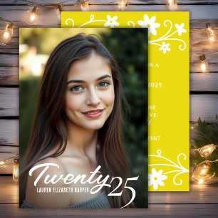 Graduation Year And Photo Yellow Graduation Party Invitation