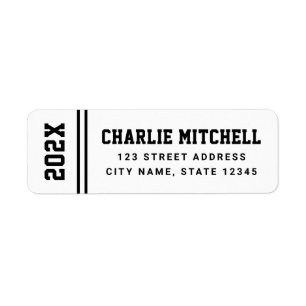 Graduation year college font white return address