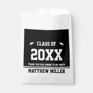 Graduation Year Grad's Name Black White Thank You  Favour Bags