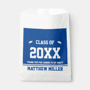 Graduation Year Grad's Name Blue White Thank You Favour Bags