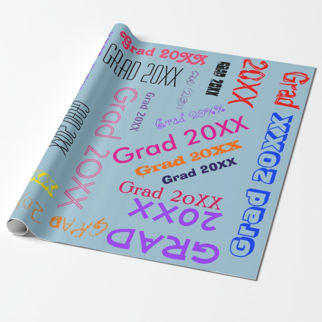 Graduation Year Personalised Custom Word Collage Wrapping Paper (Unrolled)