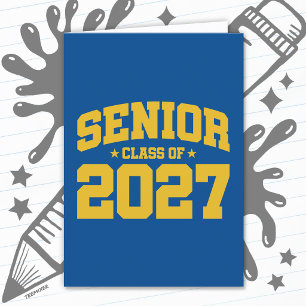 Graduation Year Yellow Gold Senior Class of 2027 Card