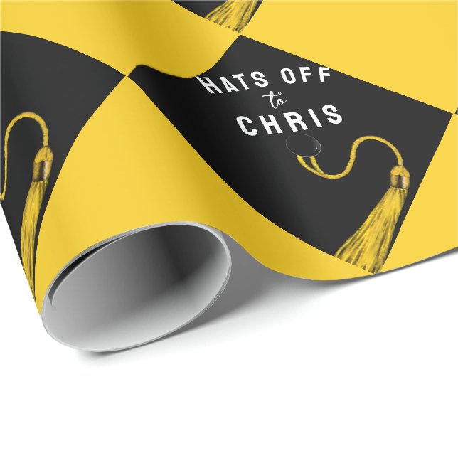 Graduation Yellow Gift Wrapping Paper (Roll Corner)