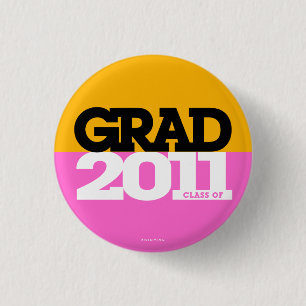 Graduations Class Of 2011 Button Orange Pink