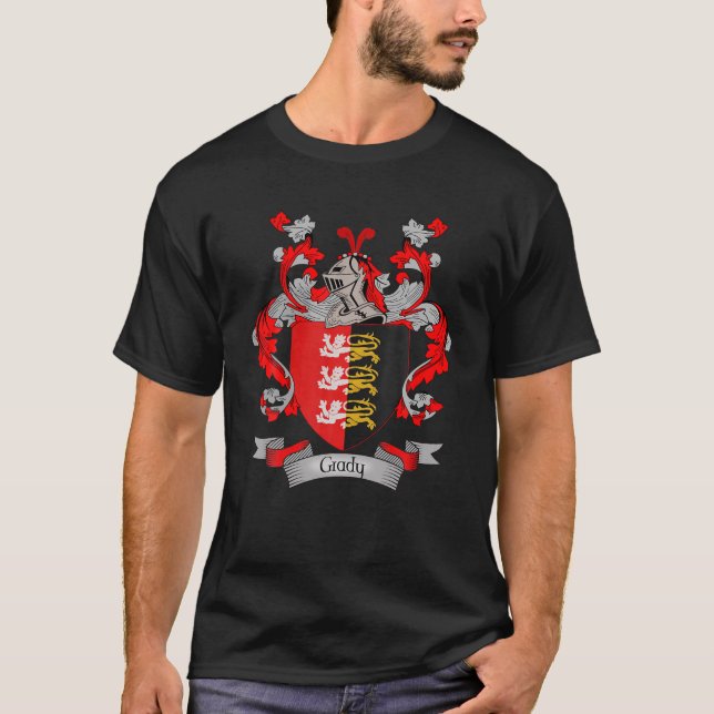Grady Coat Of Arms | Grady Surname Family Crest T-Shirt (Front)