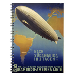 Graf Zeppelin Vintage Poster Restored Spiral Notebook