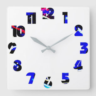 Graffiti 13 Number Overlay wccn Square Wall Clock