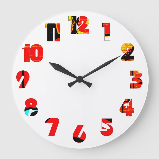 Graffiti 19 Number Overlay wccn Large Clock (Front)