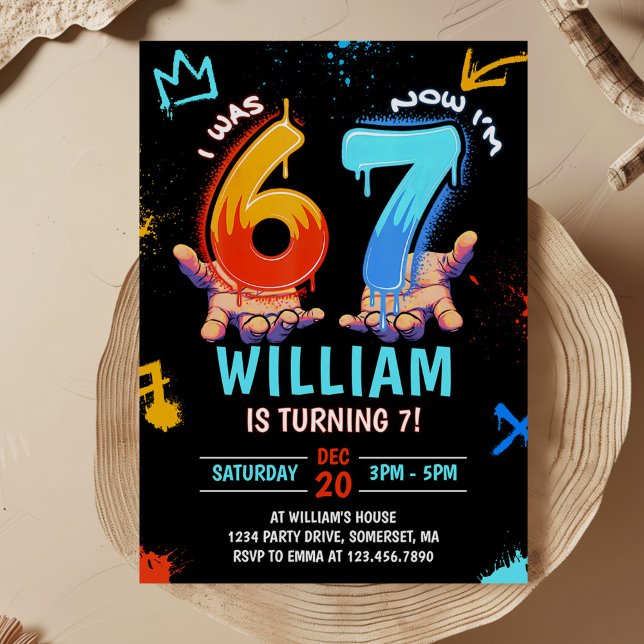 Graffiti 6 7 Meme Trend Six Seven Birthday Party Invitation (Creator Uploaded)