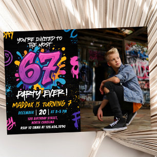 Graffiti 6 7 Meme Trend Six Seven Birthday Photo Invitation