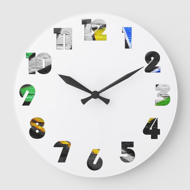 Graffiti 6 Number Overlay wcm Large Clock (Front)