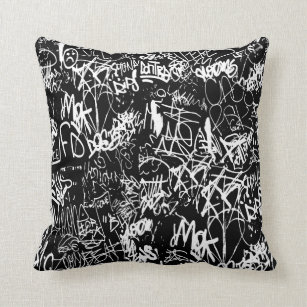 Graffiti Abstract Collage Print Pattern Cushion