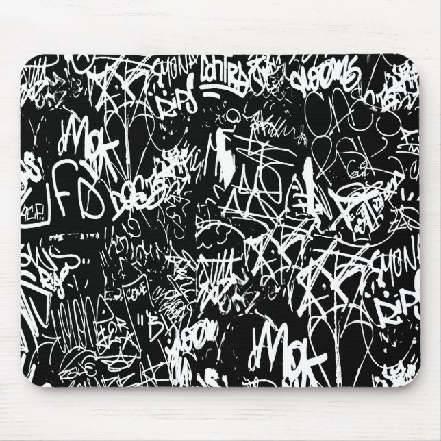 Graffiti Abstract Collage Print Pattern Mouse Pad (Front)