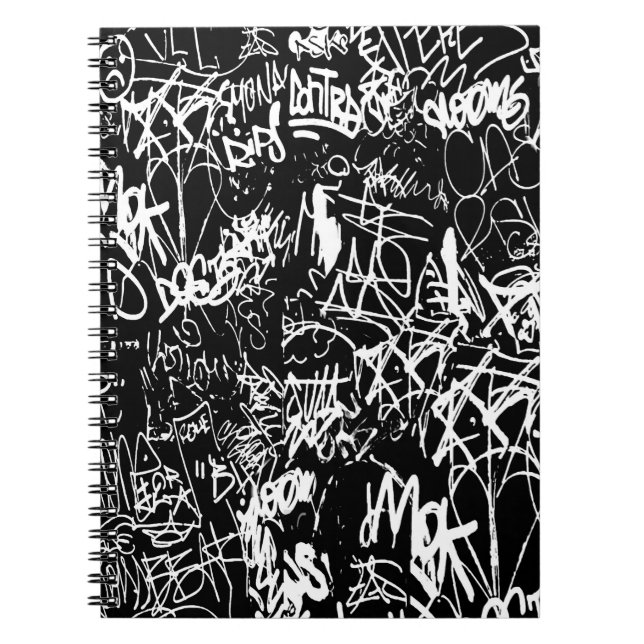 Graffiti Abstract Collage Print Pattern Notebook (Front)