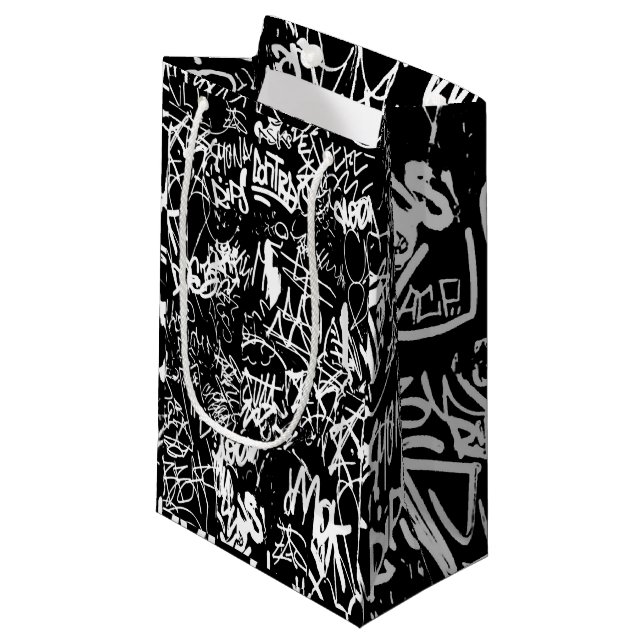 Graffiti Abstract Collage Print Pattern Small Gift Bag (Front Angled)