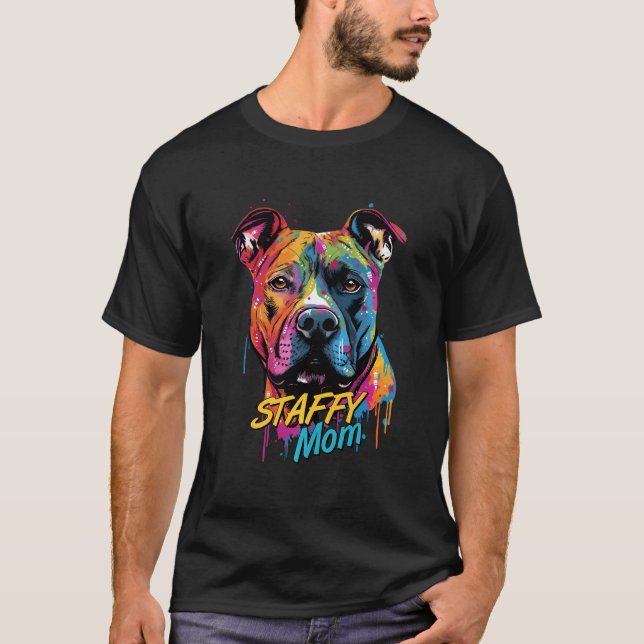 Graffiti American Staffordshire Terrier Mum Staffy T-Shirt (Front)