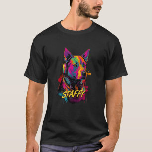 Graffiti American Staffordshire Terrier Mural Stre T-Shirt