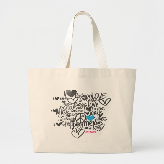 Graffiti Aqua Large Tote Bag (Front)