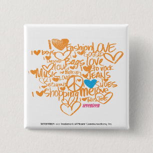 Graffiti Aqua/Orange 15 Cm Square Badge