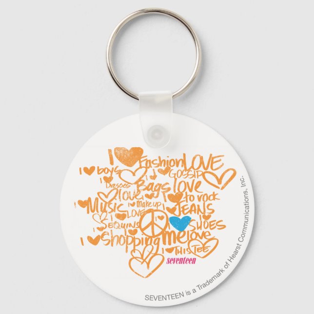 Graffiti Aqua/Orange Key Ring (Front)
