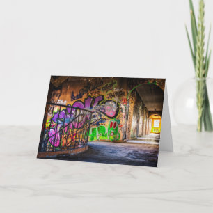 Graffiti Art  Abandoned Building Birthday Card