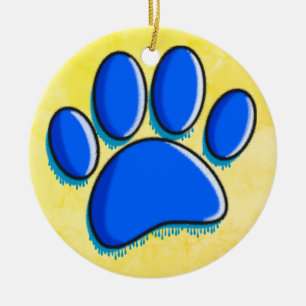Graffiti Art Dog Paw Print Ceramic Tree Decoration