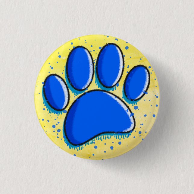 Graffiti Art Dog Paw Print Ink Splatter 3 Cm Round Badge (Front)
