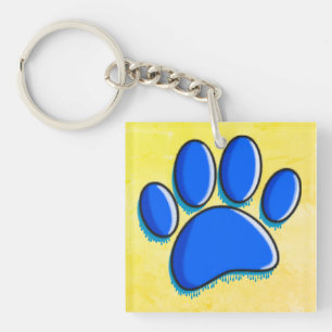 Graffiti Art Dog Paw Print Key Ring
