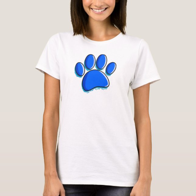 Graffiti Art Dog Paw Print T-Shirt (Front)