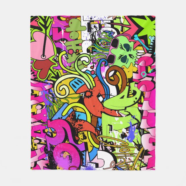 Graffiti Art: Hip-Hop Style Background Fleece Blanket (Front)