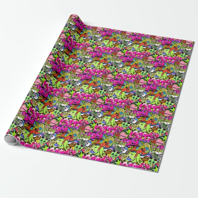Graffiti Art: Hip-Hop Style Background Wrapping Paper (Unrolled)