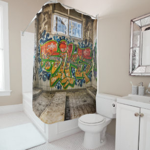 Graffiti Art Lost  Abandoned Building Shower Shower Curtain