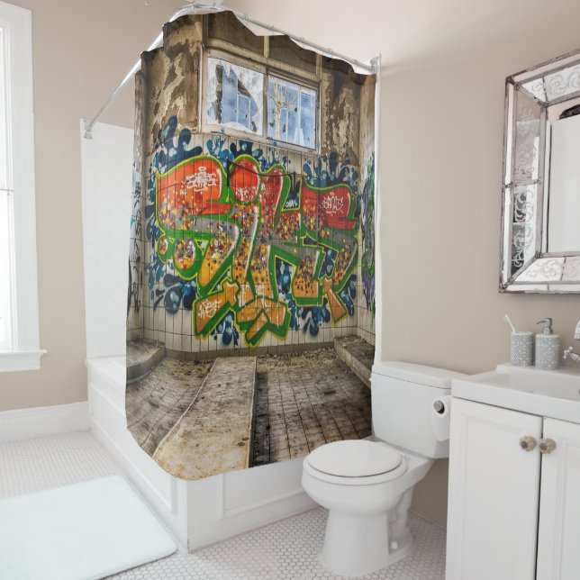 Graffiti Art Lost  Abandoned Building Shower Shower Curtain (In Situ)