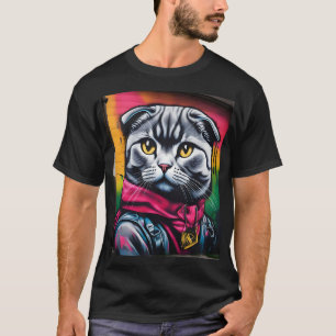 Graffiti Art of a Scottish Fold Cat T-Shirt