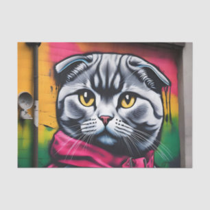 Graffiti Art of a Scottish Fold Cat Tissue Paper