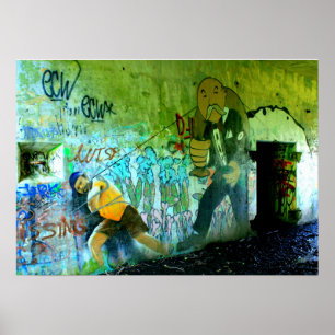 Graffiti art poster WWII bunker