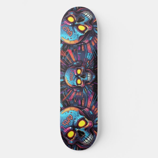 Graffiti Art Skull Cyberpunk 2 Skateboard (Front)
