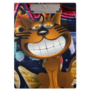 Graffiti Art Smiling Cat Clipboard