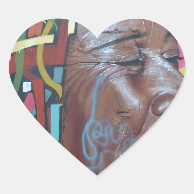 Graffiti Artwork Face Heart Sticker (Front)