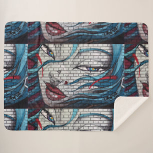 Graffiti Asian Girl Sherpa Blanket