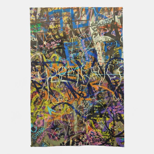 Graffiti Background Tea Towel (Vertical)