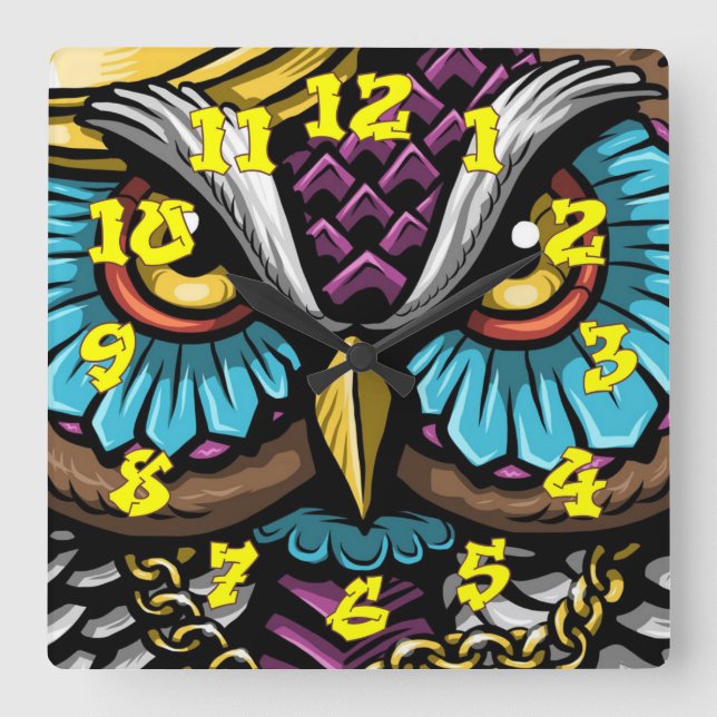 Graffiti Background w/Graffiti Numbers-12 Square Wall Clock (Front)