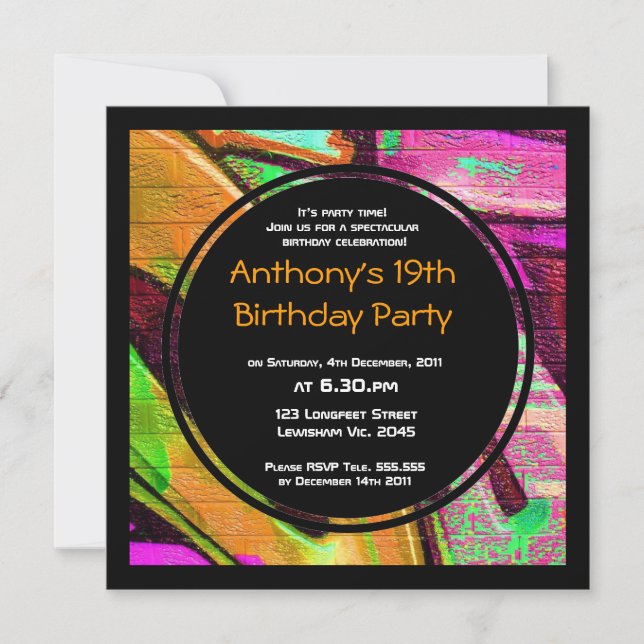 Graffiti Birthday Invitation (Front)