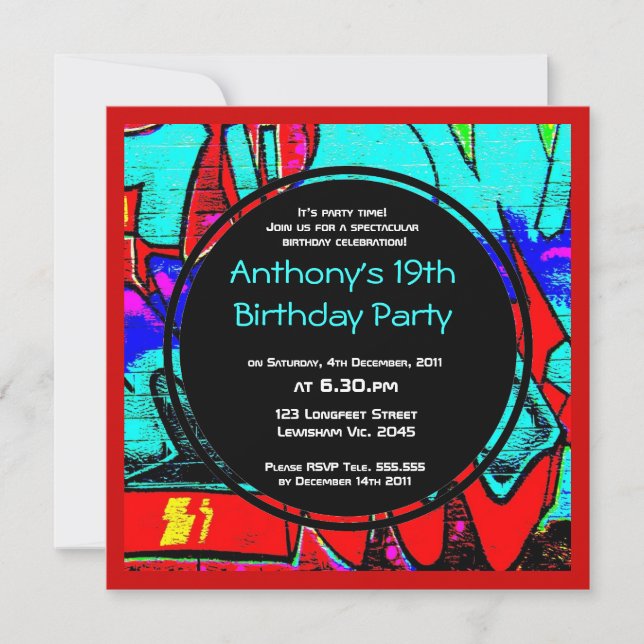 Graffiti Birthday Invitation (Front)