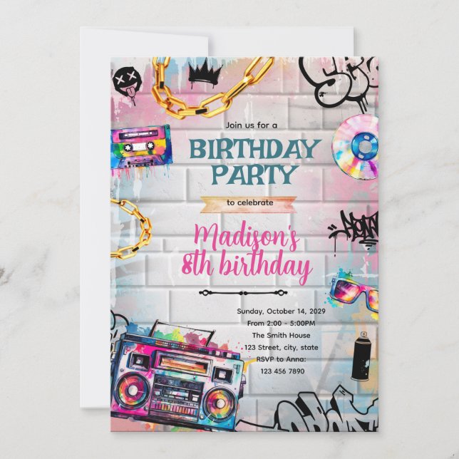 Graffiti Birthday Invitation (Front)