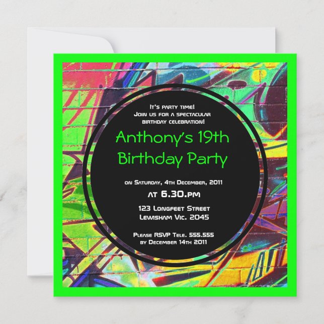 Graffiti Birthday Invitation (Front)