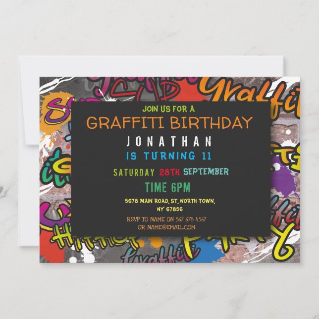 Graffiti Birthday Party Art Crafts Spray Paint Invitation (Front)